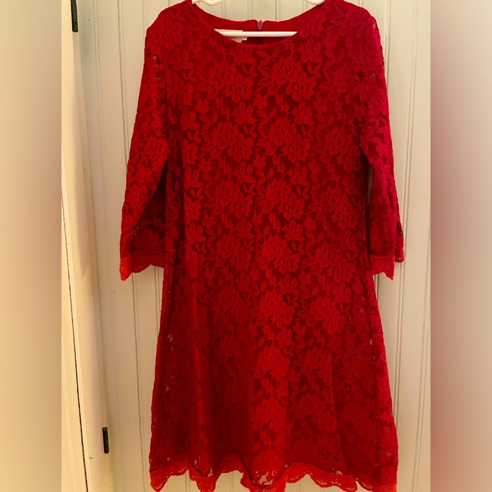 Red Lace Shift Dress